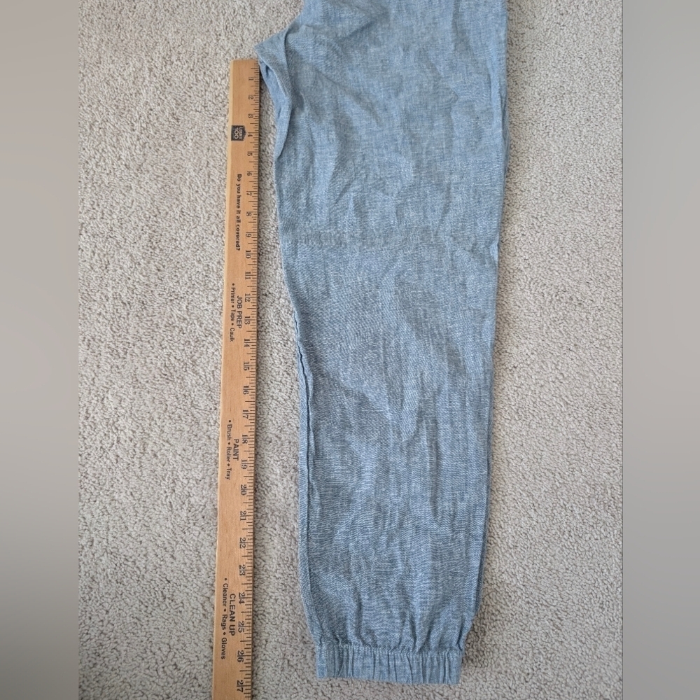 Athleta Retreat Linen Jogger Pants Womens 6 Heather Blue Zip Pockets Drawstring - Picture 11 of 12